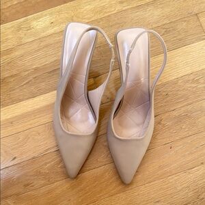 Cream Slingback Heels with Pointed Toe